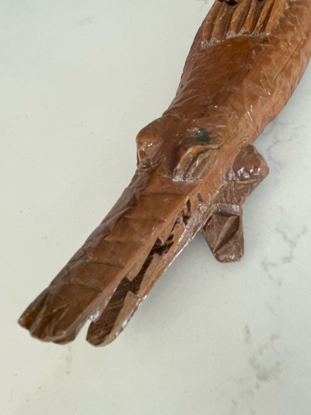 Hand-Carved Wooden Crocodile Figurine